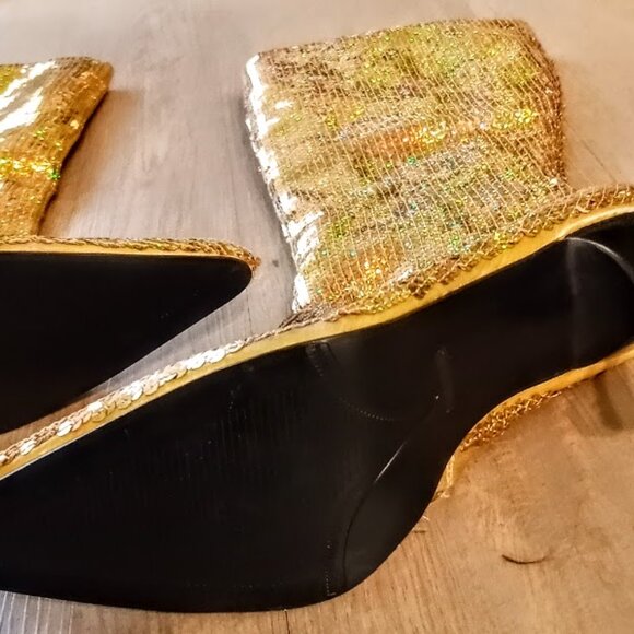 Vintage Knee High Sequin Boots - Anne Michelle Refuel Sz 10 Unworn - Picture 5 of 6